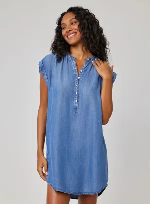 BELLA DAHL- Women's Cap Sleeve Henley Dress