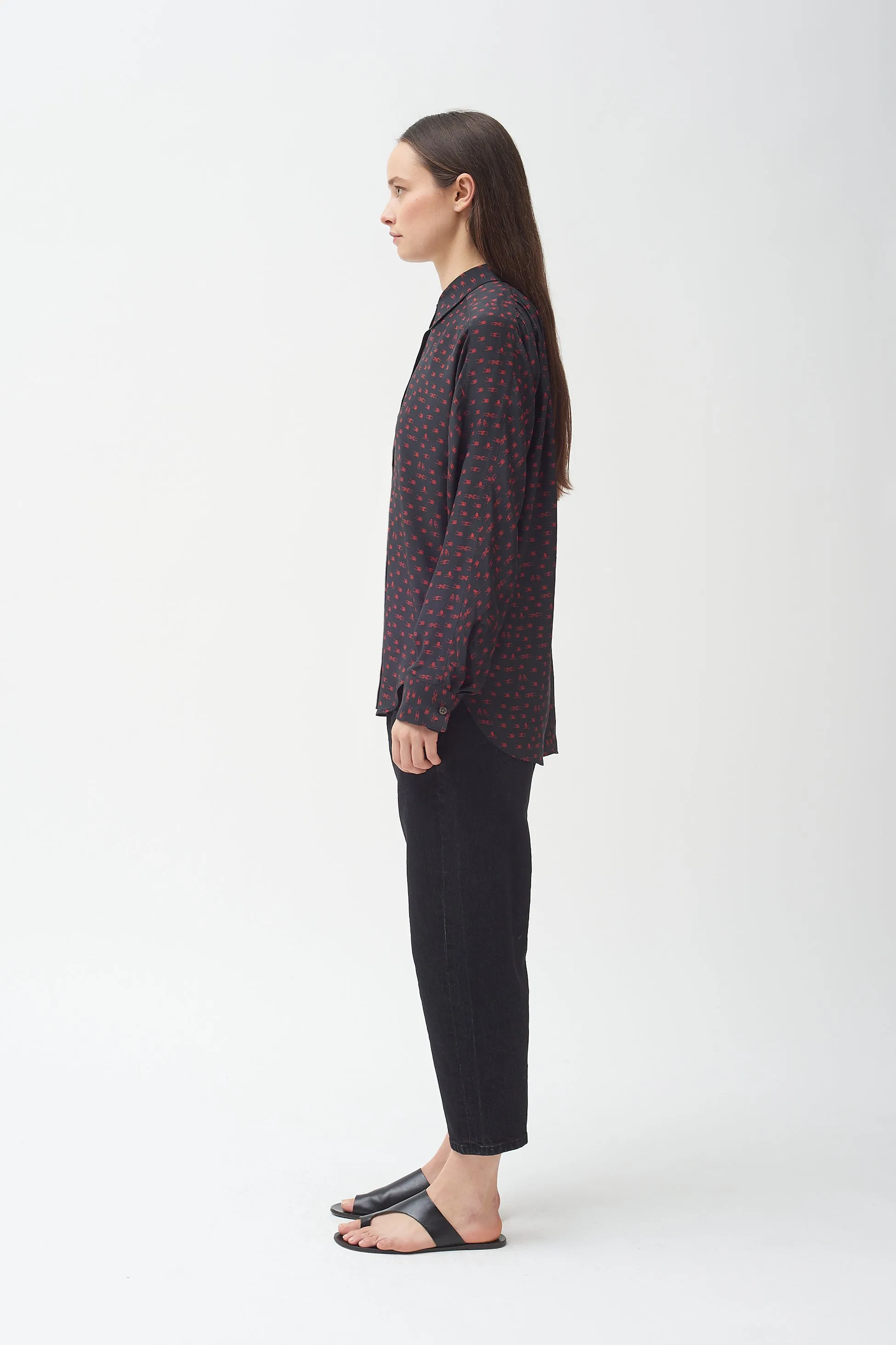 Silk Holding hands print shirt